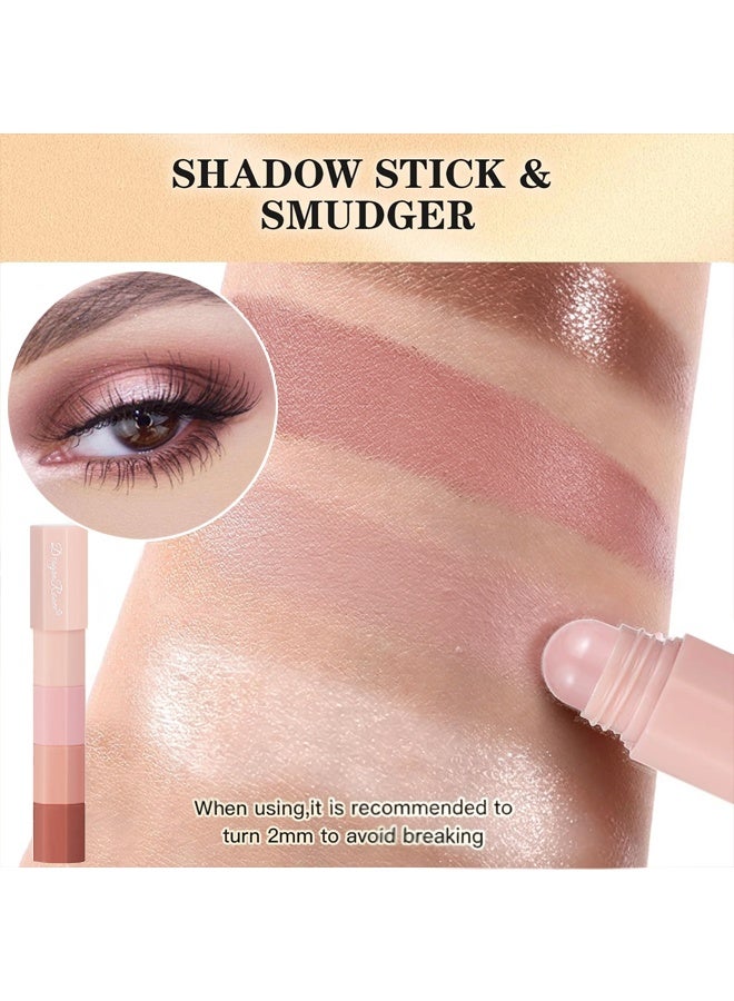 راني دراجون قلم ظل العيون متعدد الاستخدامات - 4 ألوان وظلال القلم وأحمر الخدود 4 في 1 ، قلم ظل عيون طويل الأمد، مناسب للبشرة، غير طيني، طويل الأمد، مقاوم للحرارة / خالي من التجارب على الحيوانات (#A) وردي عاري - Image 4